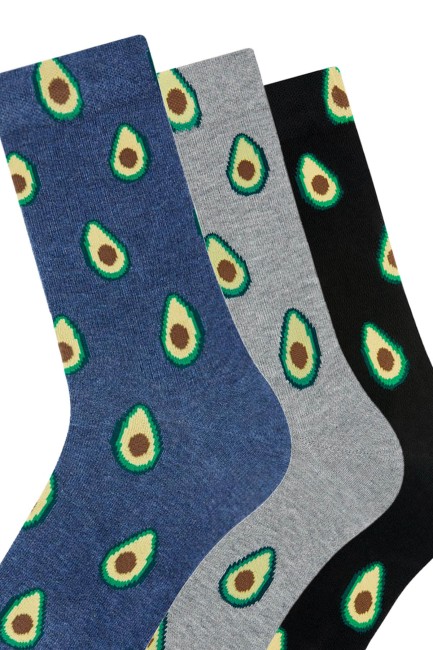Bross 3-Pack Avocado Patterned Men's Socks - Thumbnail