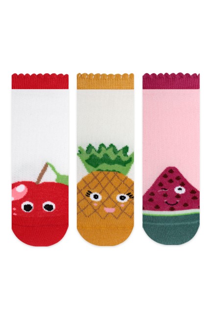 Bross - Bross 3-Pack Big Fruit Patterned Kids' Bootie Socks