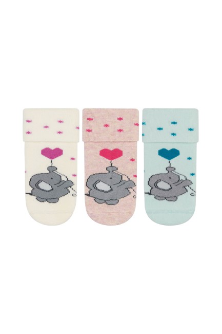 Bross - Bross Elephant Patterned Terry Baby Socks