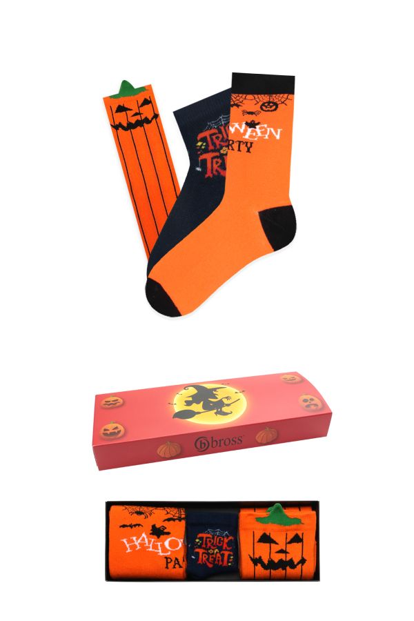 Bross 3-Pack Halloween Boxed Baby-Family Socks Combination