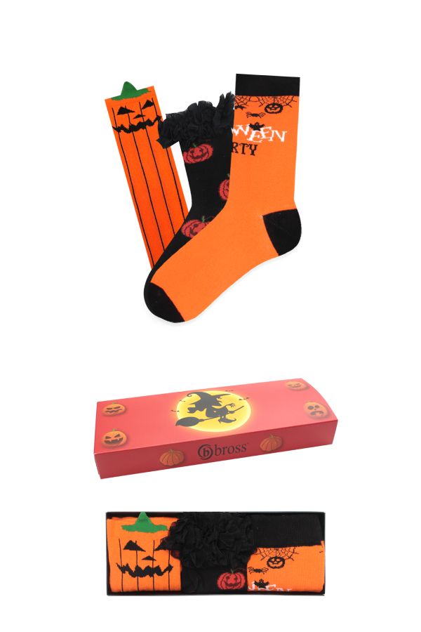 Bross 3-Pack Halloween Boxed Kids-Family Socks Combination 2