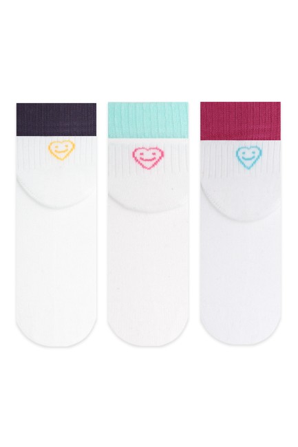 Bross - Bross 3er-Pack Kinder-Socken mit Herz-Emoji-Muster