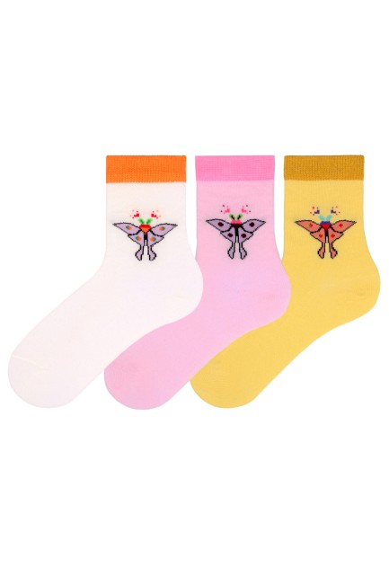 Bross - Bross 3-Pack Butterfly Patterned Kids' Socks