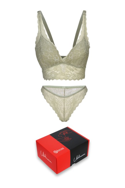 Bross - Bross Boxed Lace Triangle Bralette Set