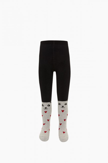 Bross Animal Patterned Terry Kids' Tights - Thumbnail