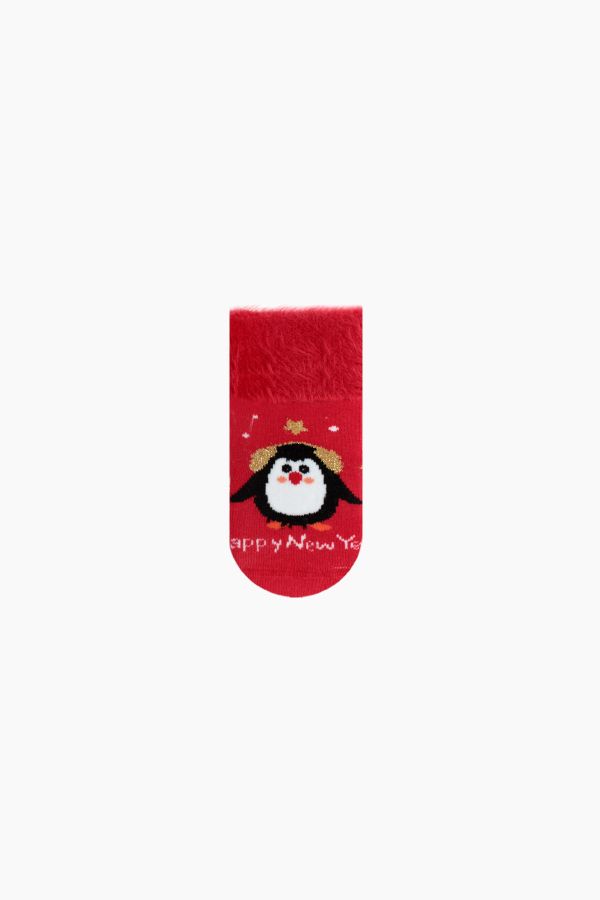 Bross Boxed 3-Pack Christmas Patterned Anti-Slip Baby Terry Socks