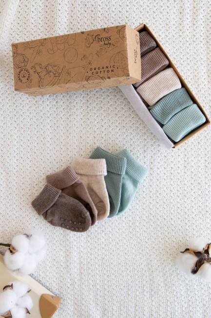 Bross - Bross Boxed 5-Pack Organic Cotton Baby Socks -2