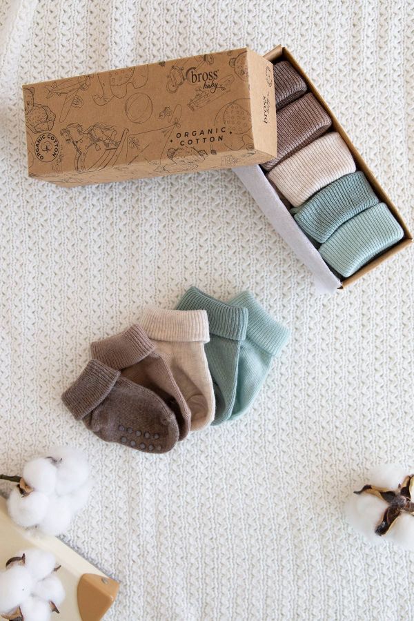 Bross Boxed 5-Pack Organic Cotton Baby Socks -2
