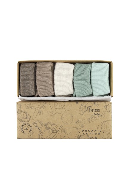 Bross Boxed 5-Pack Organic Cotton Baby Socks -2 - Thumbnail