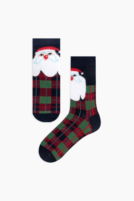 Bross Boxed Santa Claus Patterned Father and Boy Socks Combination - Thumbnail
