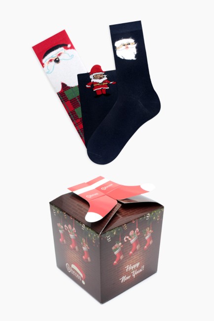 Bross - Bross Boxed Christmas Patterned Baby-Family Socks Combination