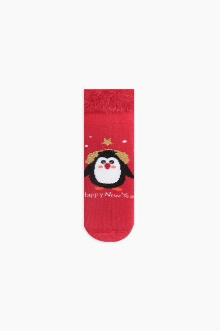 Bross Boxed Penguin Patterned Mother Daughter Terry Socks Combination - Thumbnail