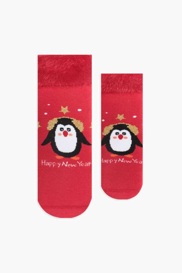 Bross Boxed Penguin Patterned Mother Daughter Terry Socks Combination