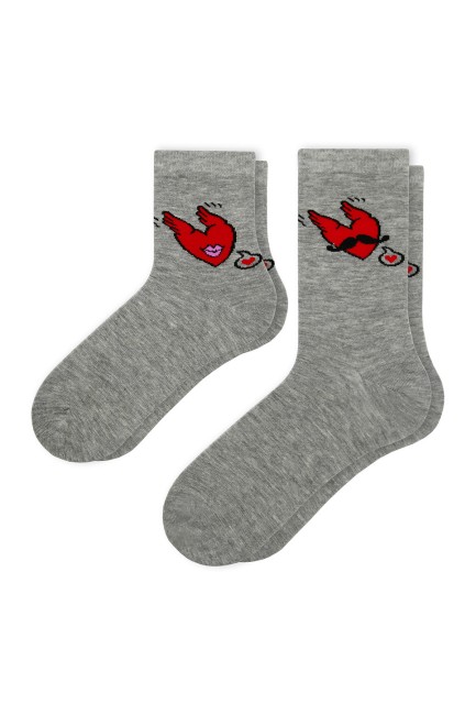 Bross Couple Combination Heart Patterned Socks - Thumbnail