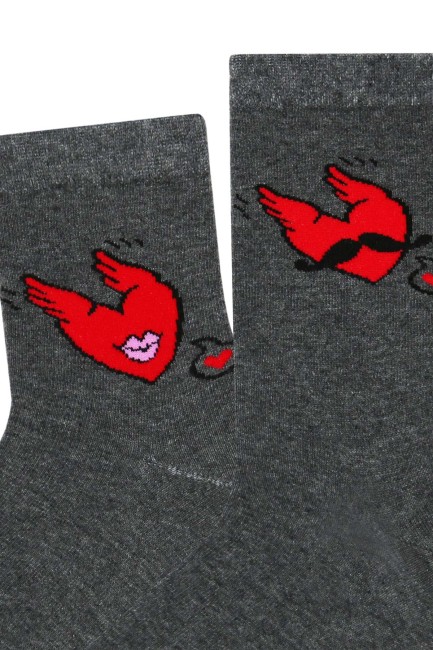 Bross Couple Combination Heart Patterned Socks - Thumbnail