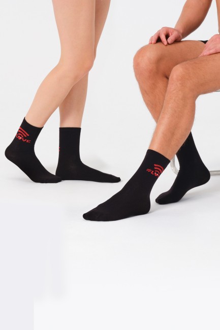 Bross Couple Combination Love Printed Socks - Thumbnail