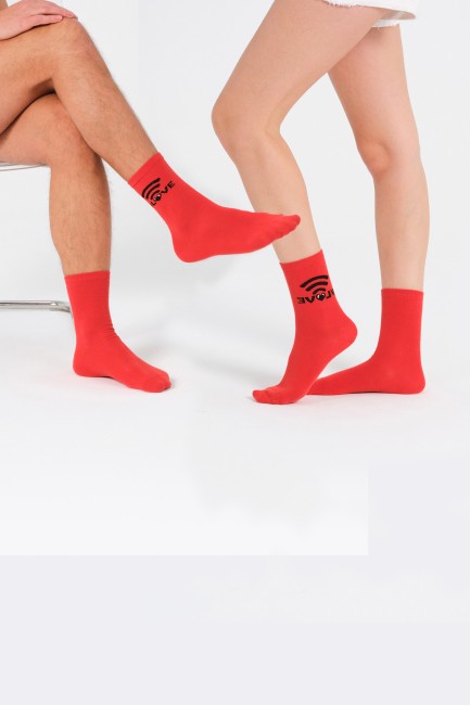 Bross - Bross Couple Combination Love Printed Socks