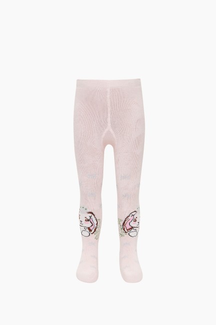 Bross Rabbit Patterned Terry Baby Tights - Thumbnail