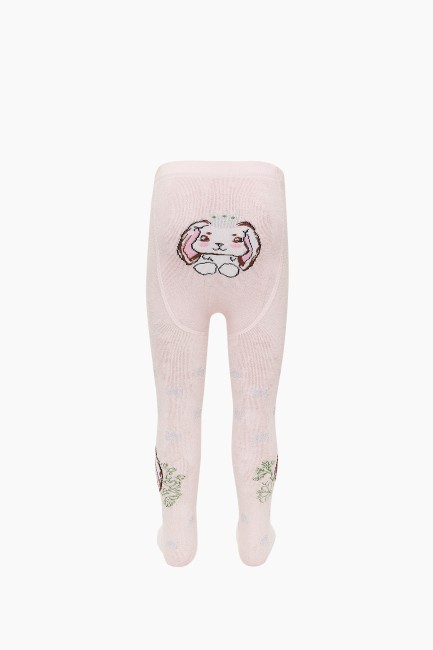 Bross Rabbit Patterned Terry Baby Tights - Thumbnail