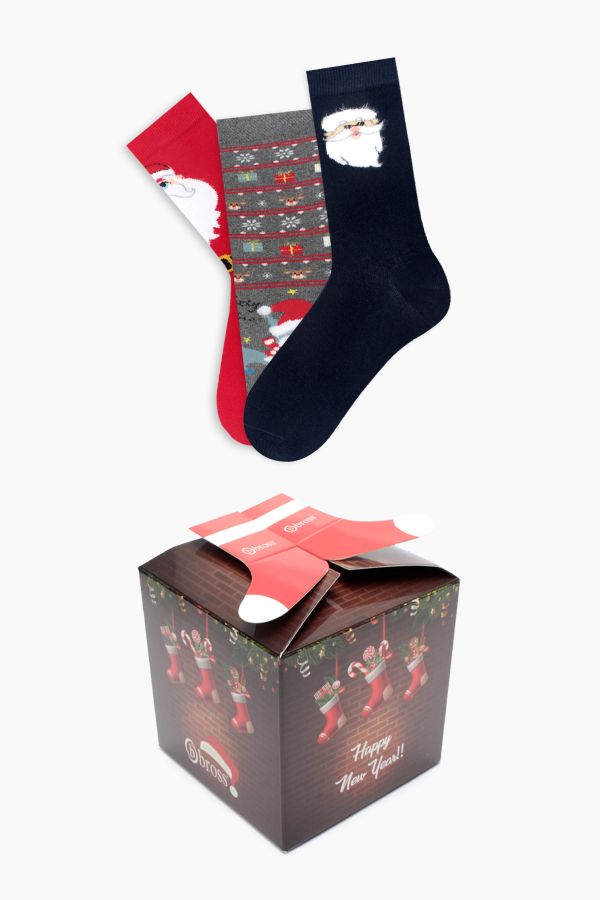 Bross Boxed Merry Christmas Patterned Kids Family Socks Combination