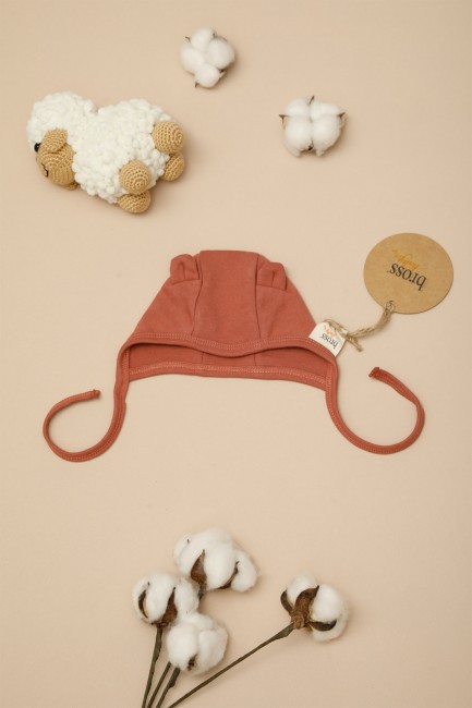 Bross - Bross %100 Pamuk Kulaklı Bebek Şapkası