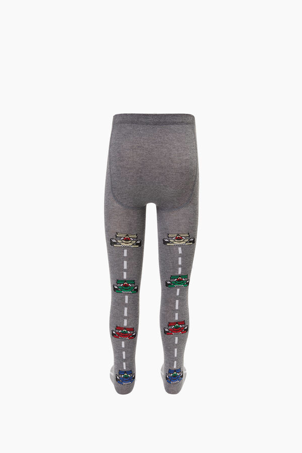 Lined Car Pattern Kids Tights