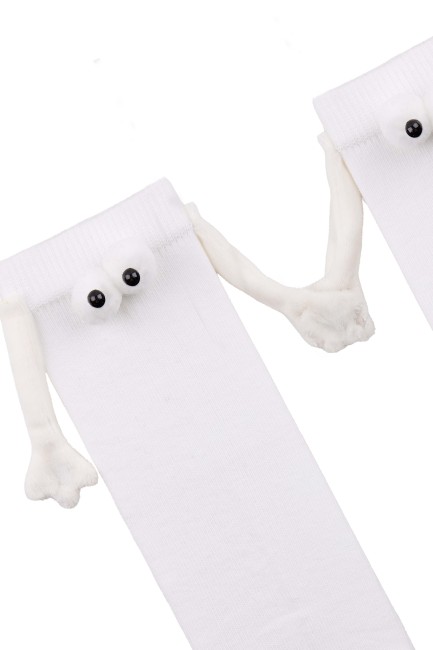 Mıknatıslı Elele Tutuşan 1 Çift Beyaz Çocuk Çorap - Thumbnail