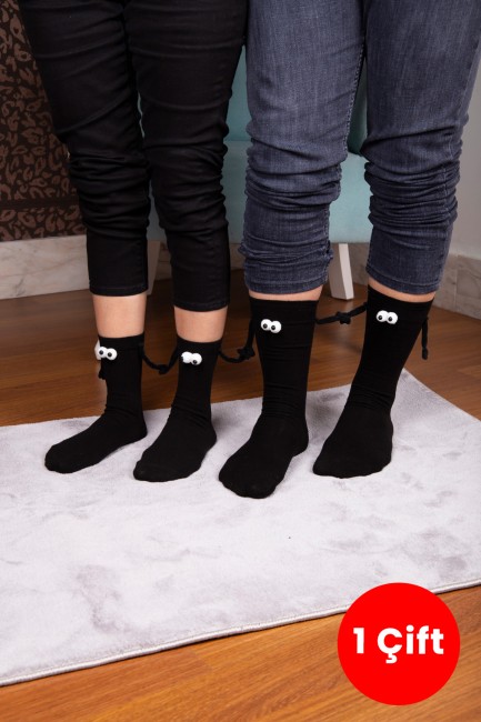 Bross - Mıknatıslı Elele Tutuşan 1 Çift Siyah Çorap