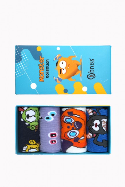 Monster Collection Boxed 4 Pack Kids Socks 2 - Thumbnail