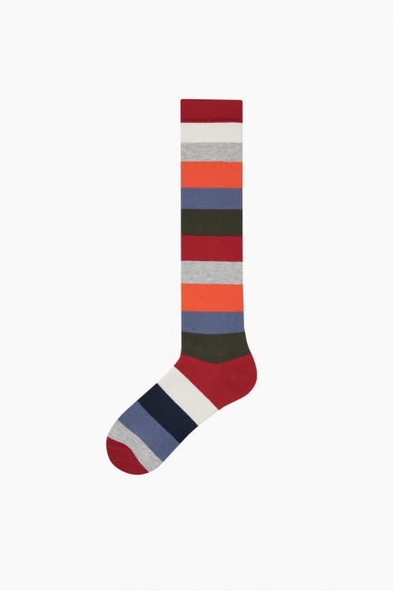 Bross Renkli Çizgili Dizaltı Kadın Çorabı - Thumbnail