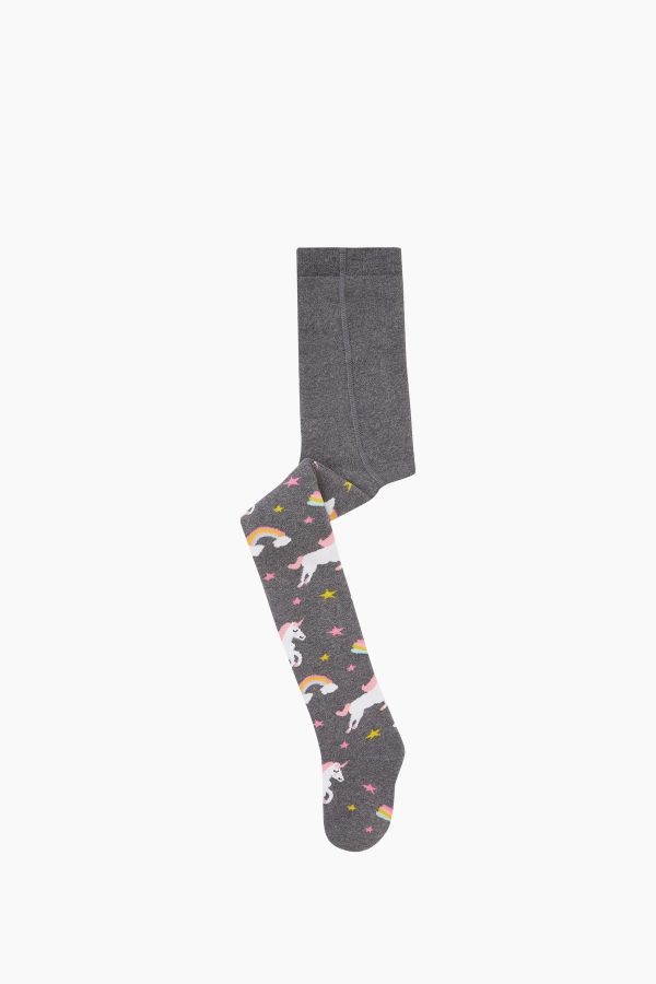 Bross Renkli Unıcorn Desenli Havlu Külotlu Çorap