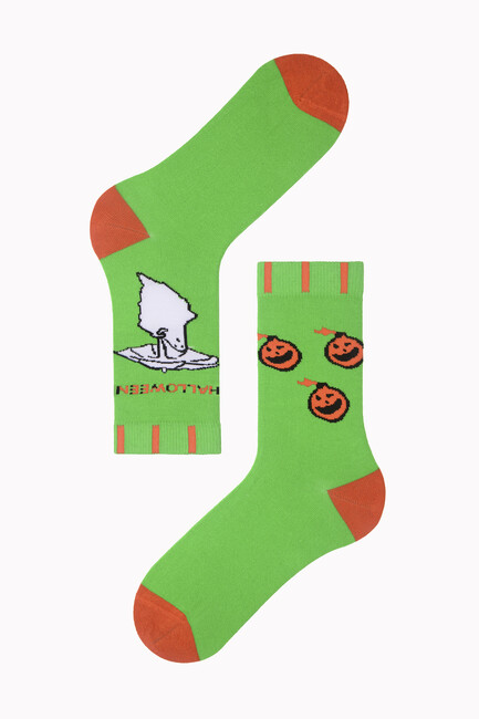 Bross Şemsiyeli Hayalet Desenli Halloween Çorabı - Thumbnail