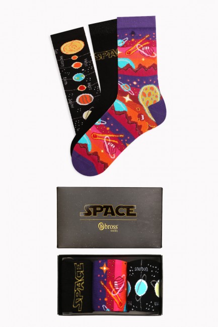 Bross - Space Collection Kutulu 3'lü Kadın Çorabı 1