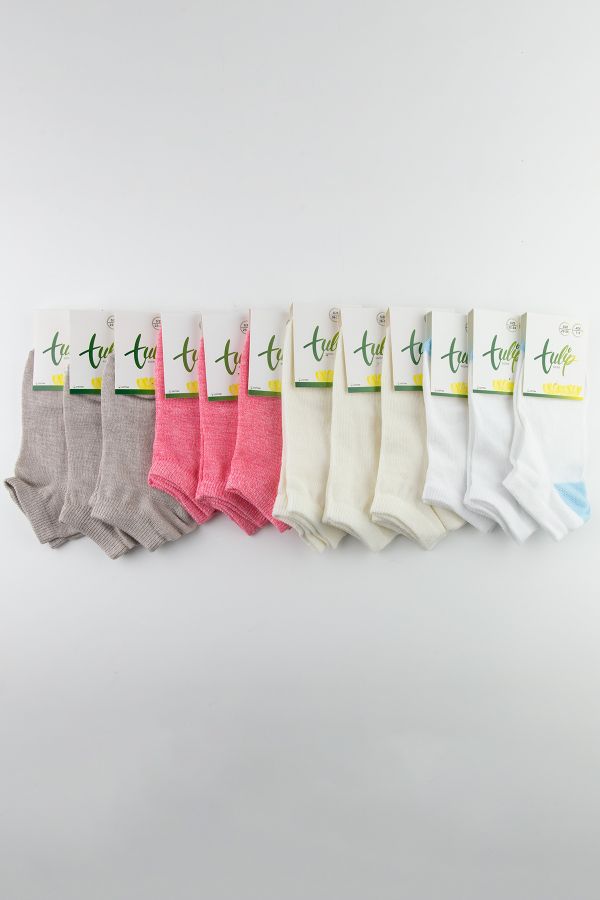 Tülip Çocuk Pamuklu 12li Renkli Patik Çorap