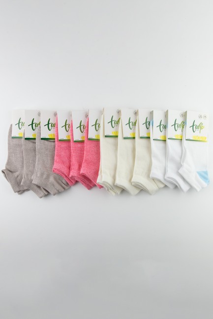 BROSS - Tülip Çocuk Pamuklu 12li Renkli Patik Çorap