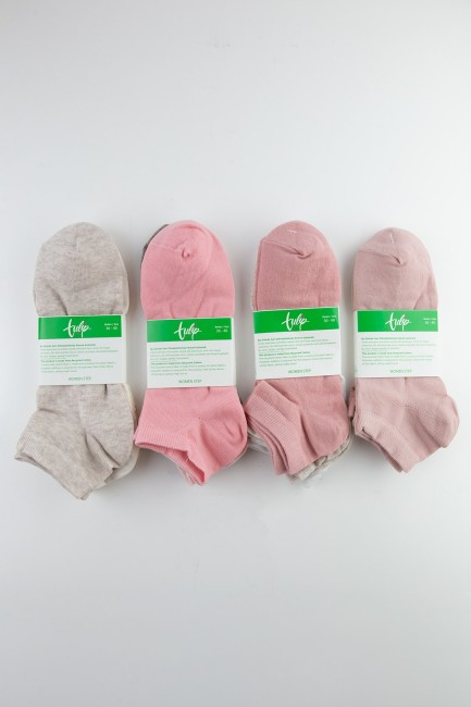 BROSS - Tülip Kadın Pamuklu 12li Renkli Patik Çorap