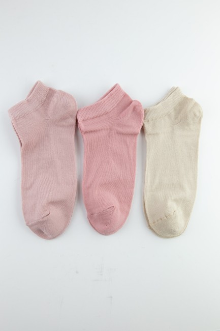 Tülip Kadın Pamuklu 12li Renkli Patik Çorap - Thumbnail