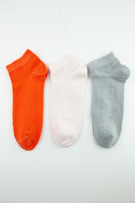 Tülip Kadın Pamuklu 12li Renkli Patik Çorap - Thumbnail
