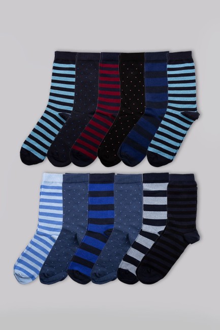 BROSS - Tülip Erkek Desenli Karışık12li Erkek Soket Çorap