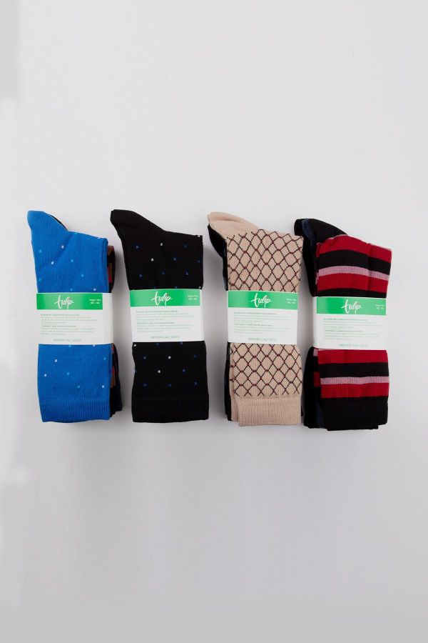Tülip Erkek Desenli Karışık12li Erkek Soket Çorap