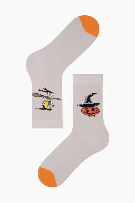 Bross - Bross Uçan Cadı Desenli Halloween Çorabı