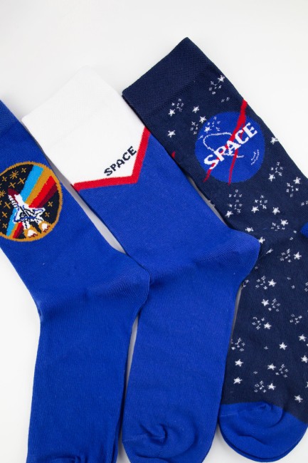 Bross 3lü Uzay Temalı Garson Erkek Soket Çorap - Thumbnail