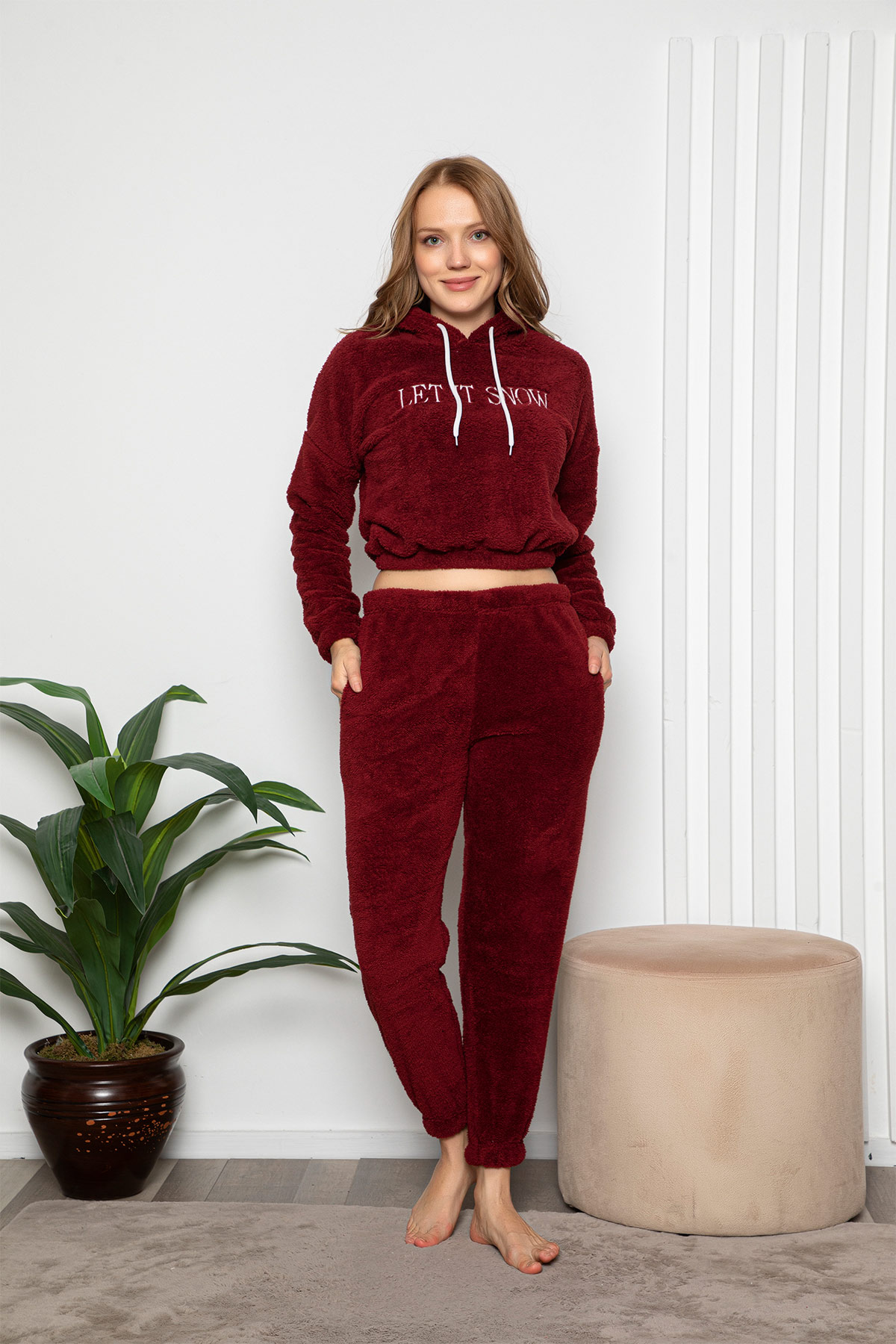 Harness Document new Year Uzun Kollu Kapşonlu Kadın Pijama Takımı Modelleri ve Fiyatları | Bross