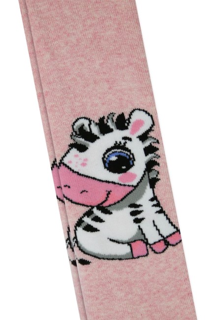 Zebra Desenli Pembe Bebek Havlu Külotlu Çorap - Thumbnail