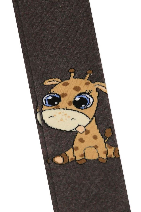 Zürafa Desenli Kahverenk Bebek Havlu Külotlu Çorap